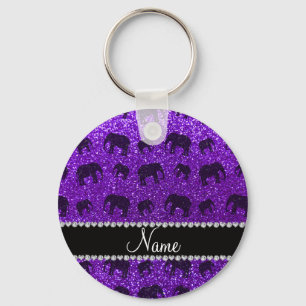 Chaveiro Nome personalizado lefantes de glitter indigo roxo