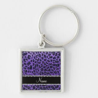 Chaveiro Nome personalizado manchas-leopardo roxas