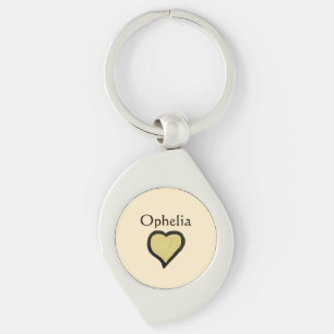 Chaveiro Nome Personalizado Minimal Coração Preto e Creme