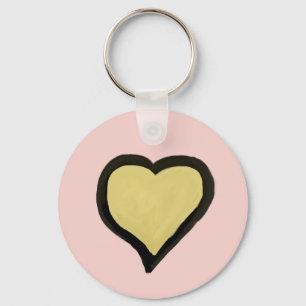Chaveiro Nome Personalizado Minimal Coração Preto e Rosa