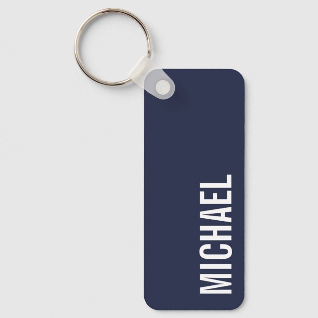 Chaveiro Nome Personalizado Mínimo Moderno e marinho Azul (Frente)