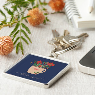 Chaveiro Nome personalizado Obrigado em Poinsettias de Nata