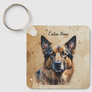 Chaveiro Nome personalizado ou texto Cachorro pastor alemão