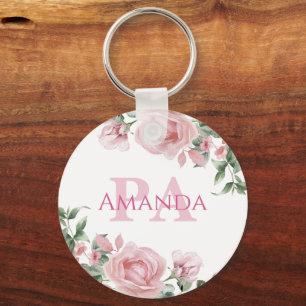 Chaveiro Nome Personalizado PA Floral Rosa