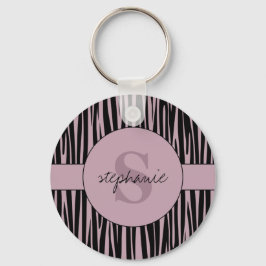 Chaveiro Nome Personalizado Padrão de stripes Zebra Monogra