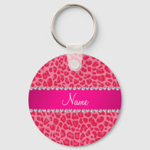 Chaveiro Nome personalizado padrão-leopardo rosa