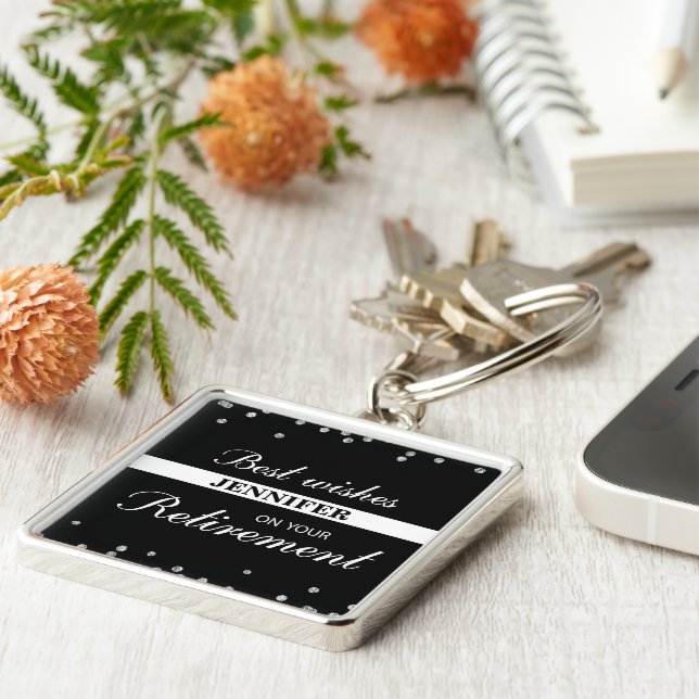 Chaveiro Nome Personalizado, Parabéns de Reforma Preto (Lateral)