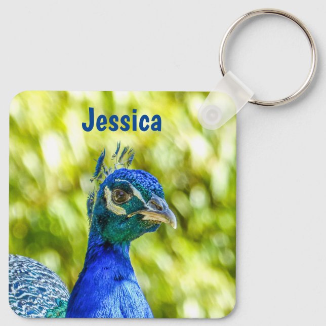 Chaveiro Nome Personalizado Pássaro Peacock (Verso)