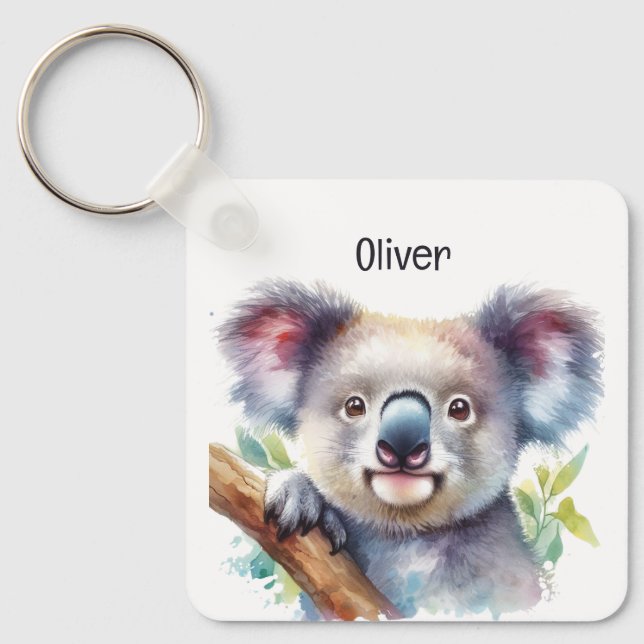 Chaveiro Nome Personalizado Pequeno Koala Bear Animal Austr (Frente)