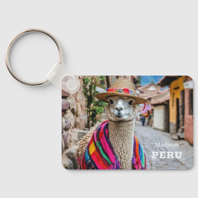 Chaveiro Nome personalizado Peru Llama (Verso)