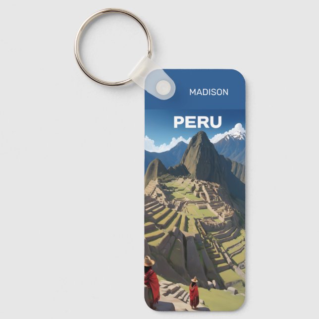 Chaveiro Nome personalizado Peru Machu Picchu (Frente)