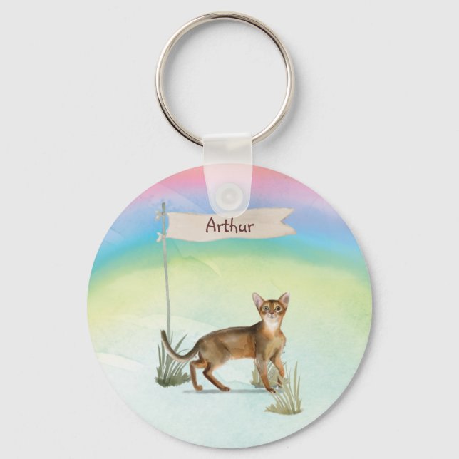Chaveiro Nome Personalizado Pet de Cat Abyssinian (Frente)