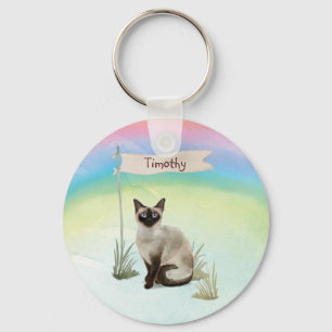 Chaveiro Nome Personalizado Pet de Gato Siamês