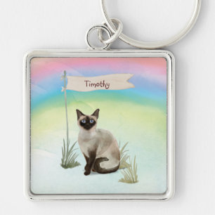 Chaveiro Nome Personalizado Pet de Gato Siamês