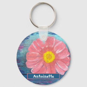Chaveiro Nome Personalizado PINK Flor Acrílico