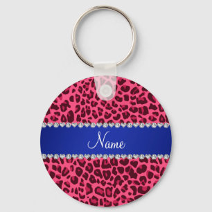 Chaveiro Nome personalizado pink leopardo impresso com faix