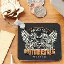 Nome Personalizado Pistões Asas Motociclismo Garag