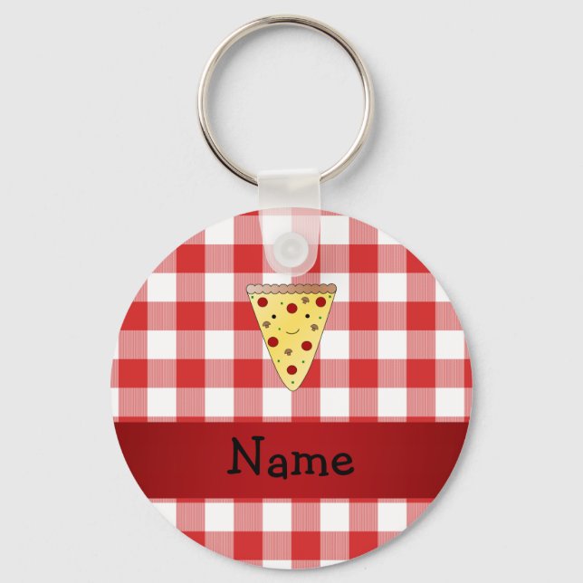 Chaveiro Nome personalizado pizza vermelha (Frente)