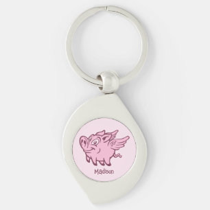 Chaveiro Nome Personalizado Porco Voador