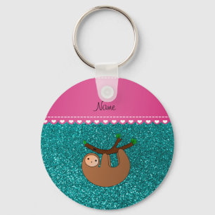 Chaveiro Nome personalizado preguiça-clara-aqua-brilha