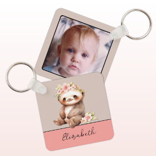 Chaveiro Nome personalizado preguiça fofa 1 foto verde