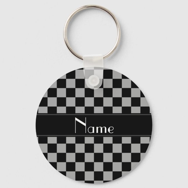 Chaveiro Nome personalizado, preto e cinza (Frente)