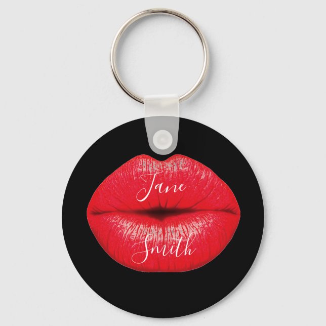 Chaveiro Nome personalizado Red Lipstick big pop art (Frente)