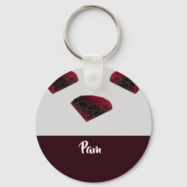 Chaveiro Nome personalizado ruby red gemstones (Frente)