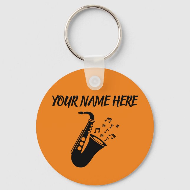 Chaveiro NOME PERSONALIZADO Saxofone (Frente)