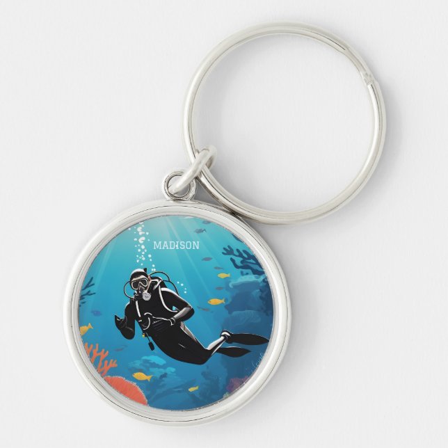 Chaveiro Nome personalizado Scuba Diver (Frente)