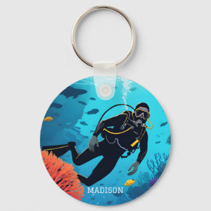 Chaveiro Nome personalizado Scuba Diver