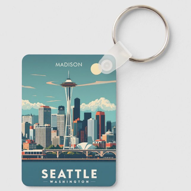 Chaveiro Nome Personalizado Seattle Washington (Verso)