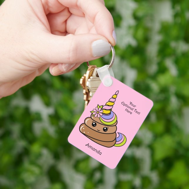 Chaveiro Nome Personalizado & Texto Cocô de Unicórnio (Mão)