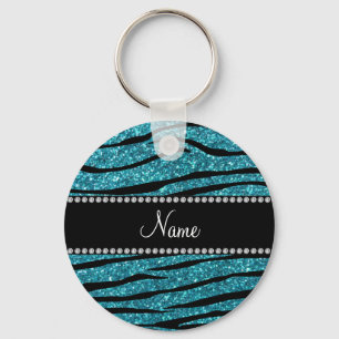Chaveiro Nome personalizado turquoise zebra stripes