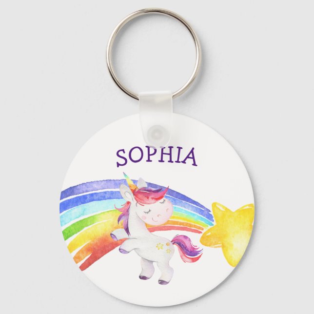 Chaveiro Nome Personalizado Unicórn Crianças Mágicas Cor-de (Frente)