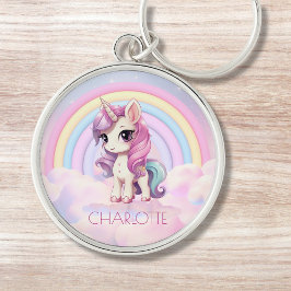 Chaveiro Nome Personalizado Unicórn Rainbow Girly