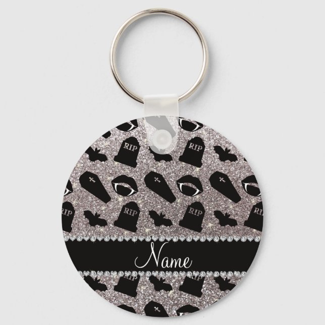 Chaveiro Nome personalizado vampiro da lente prateada (Frente)
