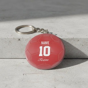 Chaveiro Nome personalizado vermelho da bola de futebol da