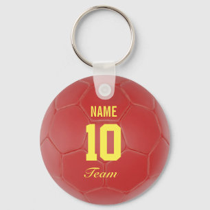 Chaveiro Nome personalizado vermelho e amarelo da bola de
