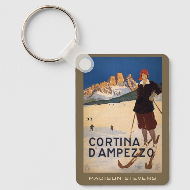 Chaveiro Nome personalizado Viagens vintage de Alpes italia (Frente)