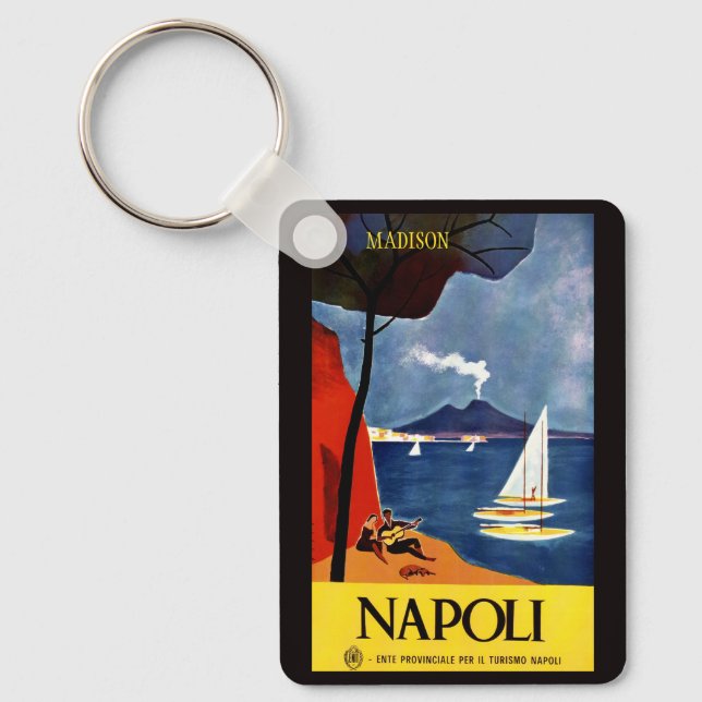 Chaveiro Nome personalizado Viagens vintage Napoli (Nápoles (Frente)