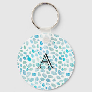 Chaveiro Nome Personalizado Vidro do Mar Monograma