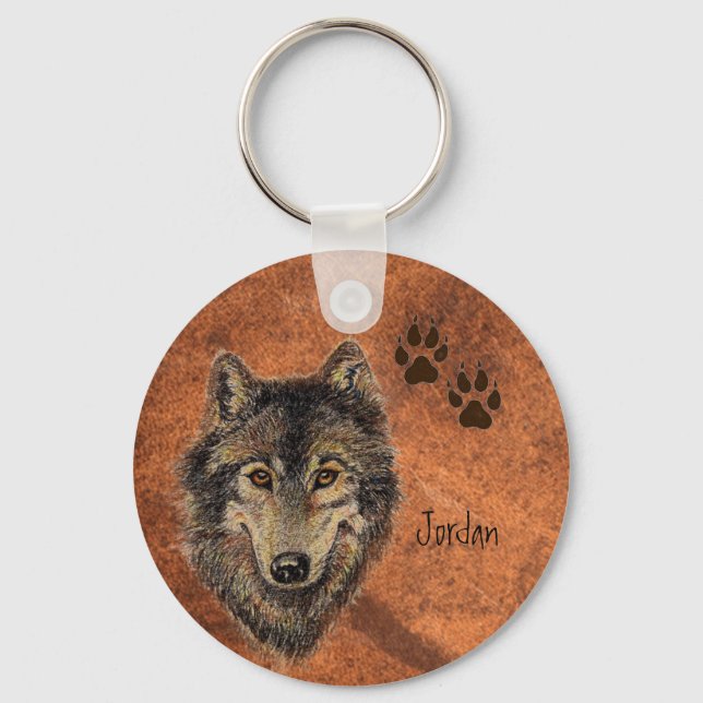 Chaveiro Nome Personalizado Wolf Personalizado e Rastreamen (Frente)