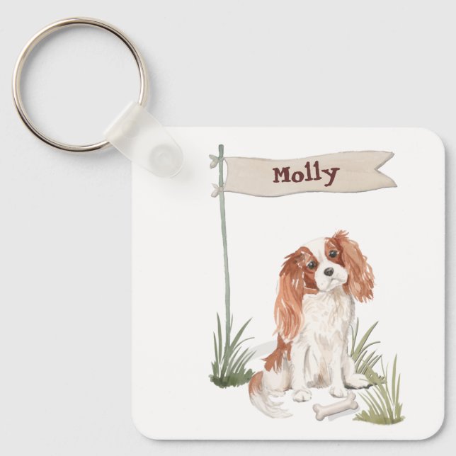 Chaveiro Nome personalizável Cavalier King Charles Spaniel (Frente)