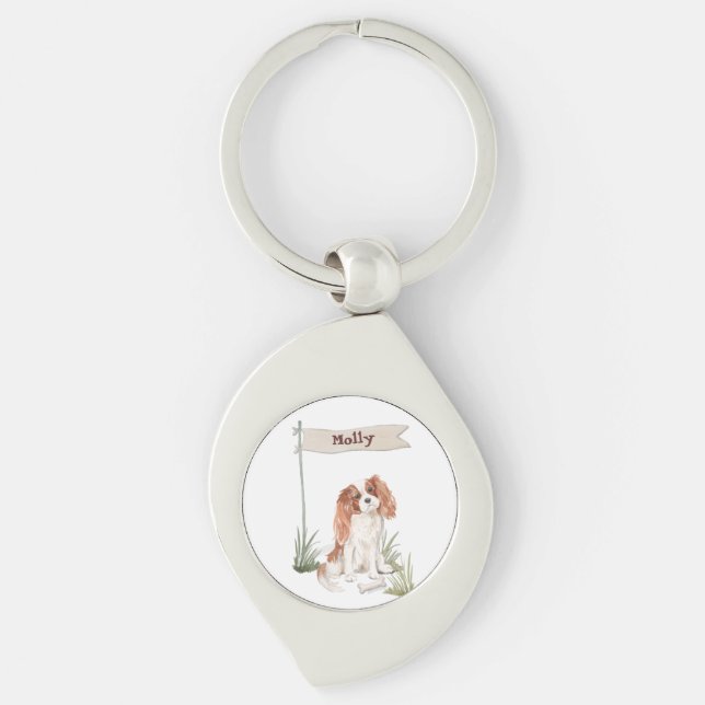 Chaveiro Nome personalizável Cavalier King Charles Spaniel (Frente)