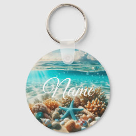 Chaveiro Nome Personalizável de Starfish de praia tropical
