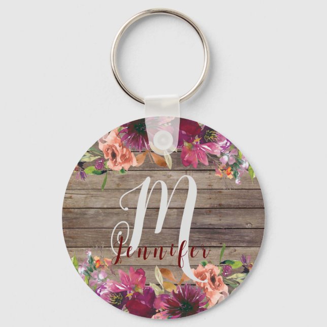 Chaveiro Nome Russo de Madeira Monograma Inicial para sobri (Frente)