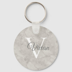 Chaveiro Nome Simples do Monograma do Marble Branco