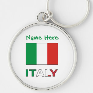 Chaveiro Nome Tricolor Moderno Aqui Bandeira Italiana