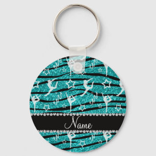 Chaveiro Nome Turquoise gymnastics glitter zebra strips